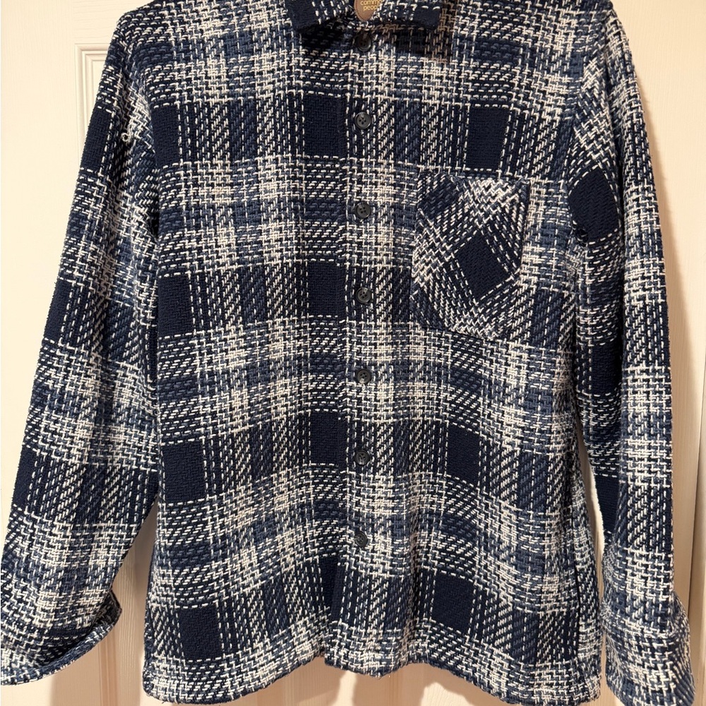 Common People Men's Blue and White Plaid Shacket
